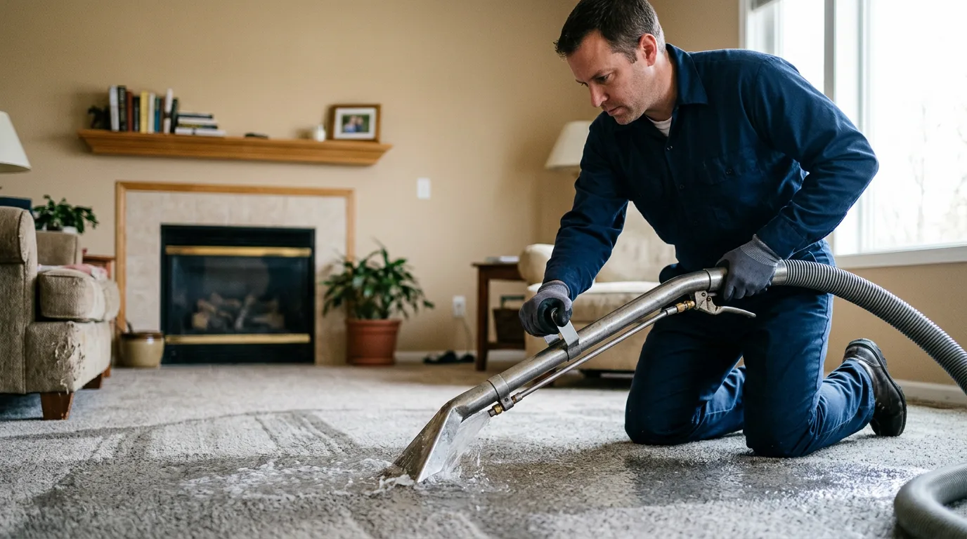 Water damage restoration technician working near Elma, IA